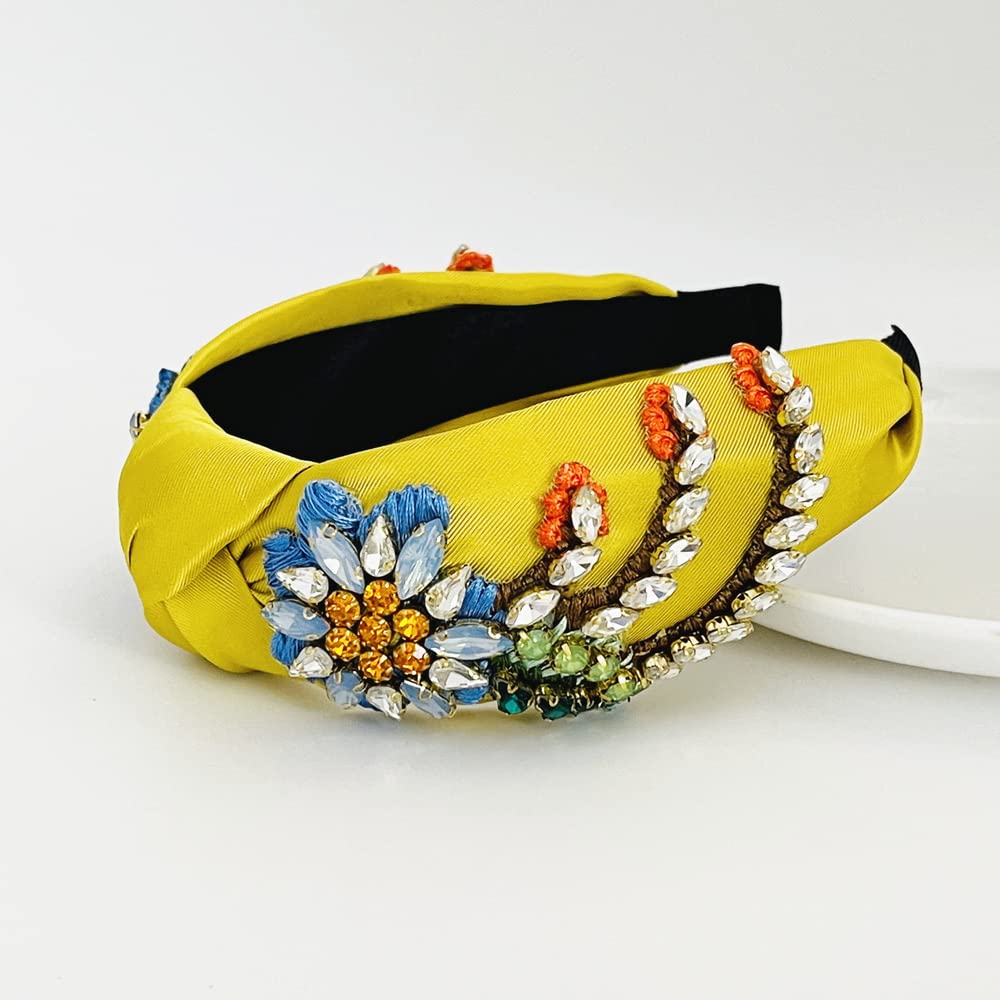 QTMY Rhinestone Crystal Headbands for Women,Hair Hoop Accessories Headwear Jewelry,522 (Yellow)