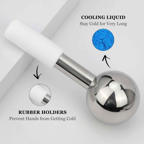 LazyGa Ice Globes for Face & Eyes - Unbreakless Stainless Steel Cryo Sticks Facial Massage Tools Cold Therapy Cooling Globes to Reduce Puffiness, Wrinkles, Dark Circles Spa & Esthetician Supplies
