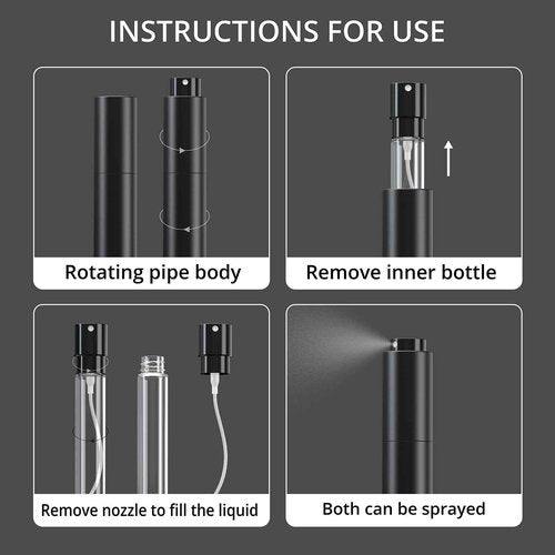 Small Spray Bottle 1oz, Travel Spray Bottles TSA Approved, 30ml Portable Mini Spray Bottle, Fine Mist Spray Bottles for Face，Toiletries Suitable for Women Men to Carry While Traveling (Black+White)