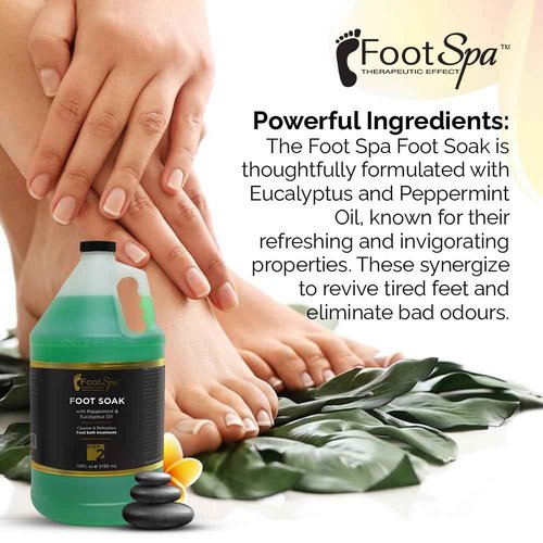 FOOT SPA - Foot Soak - Cleanses, Softens, and Refreshes - Made With Eucalyptus & Peppermint Oil - 128 Oz Gallon - Bulk, Refill Gallon