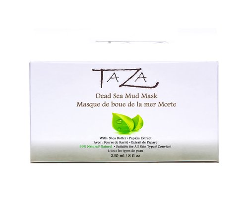 Taza Premium Natural Dead Sea Mud Mask, 8 ounces (230 milliliters), Bright and Radiant Facial Skin, With: Dead Sea Mud, Shea Butter, Grapeseed Oil, Vitamin E, Glycerin, Papaya Extract