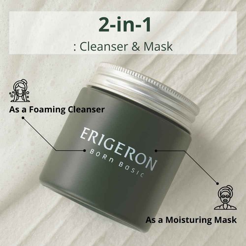 ERIGERON Snow Oatmeal Facial Cleansing Balm Cleanser, Rice Water, Greek Yogurt Cleanser, Black Soybeans, Green Tea, Face Mask, Face Scrubber, Blackhead Remover, Korean Skin Care (3.38 fl.oz.)