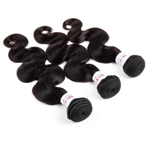 XEILOHO 12A Body Wave Human Hair Bundles 28 inch Brazilian Virgin Human Hair Bundles 100% Unprocessed Body Wave Weft Extensions Quick Weave Natural Black (28 inch 100g)