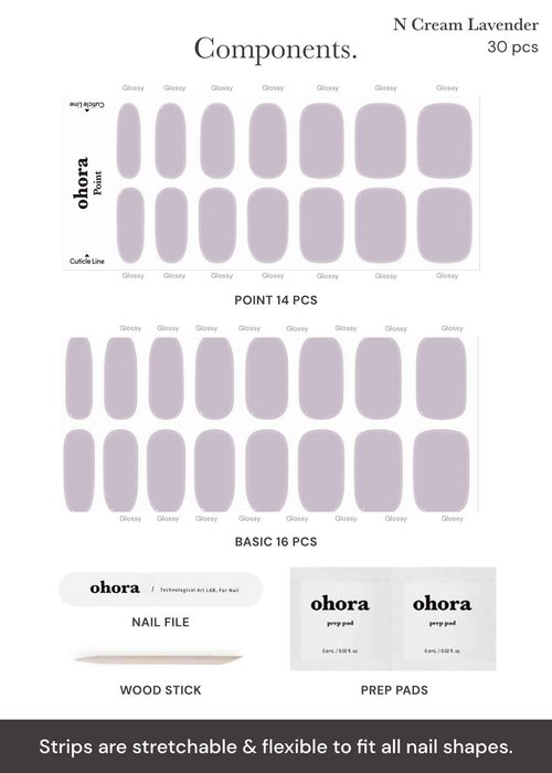 ohora Semi Cured Gel Nail Set of 2 (Pro Easy Peel Remover & N Cream Lavender) - Professional Salon-Quality Nail Care