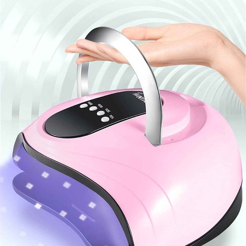 Sunrich UV Gel Nail Lamp 120W LED Nail Light Fast Nail Dryer for Gel Polish Curing with 4 Timers Portable Handle Large Space Automatic Sensor(Pink)