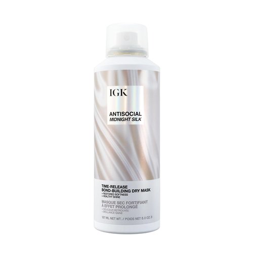 IGK Antisocial Midnight Silk Bond-Building Dry Hair Mask – No-Rinse Leave-In Treatment with Vegan Silk Protein – Limited Edition Design, 5 oz