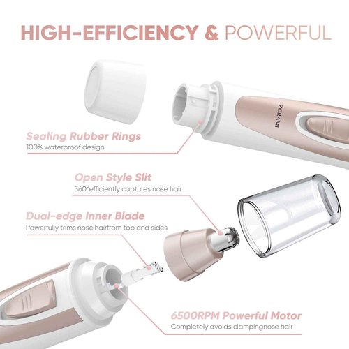 ZORAMI Ear and Nose Hair Trimmer Clipper - 2025 Professional Painless Hair Trimmer Black & Pink