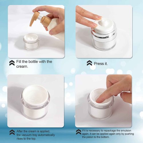 3Pack 3.5Oz Airless Pump Jars Lotion Container, Pump Bottle Dispenser Moisturizer Containers, Empty Makeup Bottle Cosmetic Jar