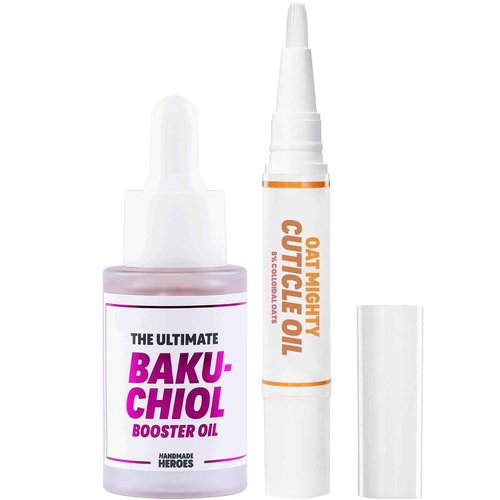 Handmade Heroes Natural Radiance and Nourishment Set - Bakuchiol Booster Oil and Colloidal Oat Cuticle Oil Pen for Smooth Skin and Healthy Nails