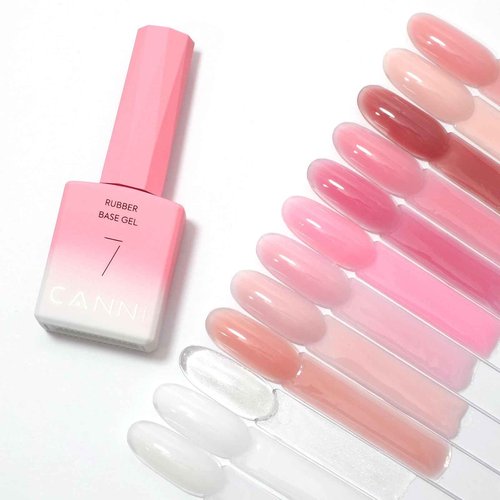 CANNI Rubber Base Gel Nail Polish Set- 6 Pcs 9 Ml Transparent Pink Rubber Base for Nails, Soak Off LED Nail Gel Manicure Kit DIY at Home Salon Gifts