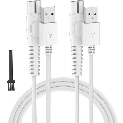 BENSN Charger Cord for Philips Norelco One Blade QP1924, Charging Cable for Philips Beauty Lady Electric Shaver Series 6000 8000, BRL146, BRL166, BRL136 [2 Pack 1M, 3,3ft,White]