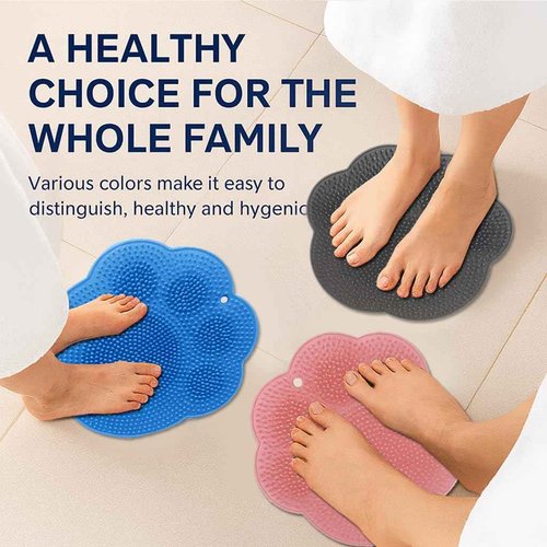 Shower Foot Scrubber Mat – Silicone Foot Brush with Non-Slip Suction Cups, Exfoliating & Massage Pad for Feet and Back Cleaning, Refreshing Shower Experience(4-Pack)