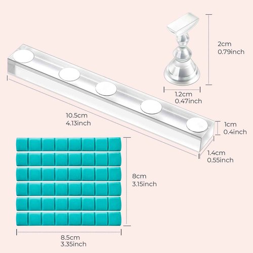 Makartt Acrylic Nail Stand Nail Practice Stand Magnetic Nail Tips Practice Bundle with Makartt 500Pcs Soft Gel Full Cover Nail Tips, Medium Coffin Clear Fake Nail Tips
