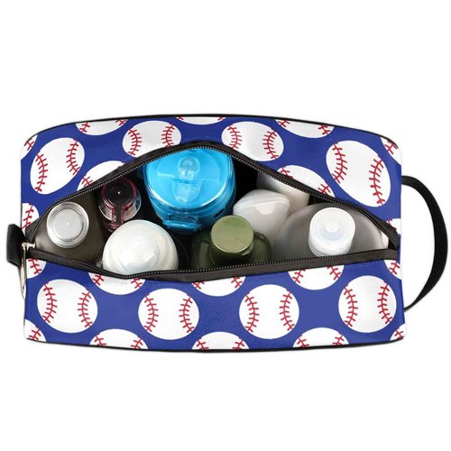 Baseball Blue Travel Toiletry Bag for Boys Men, Waterproof Hanging Dopp Kit for Women, Shaving Bag with Large Capacity for Travel,Sports Shower