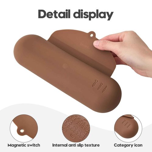 JASAQE Silicone Makeup Brush Holder, Large Travel Makeup Brush Case, Soft Portable Cosmetic Face Brushes Holder