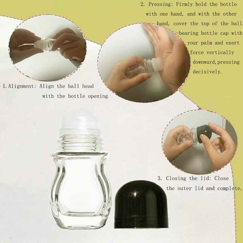 Cchenxxi 2 Pcs 30ml Glass Roll On Bottles - Empty Refillable Rollerball Containers for DIY Deodorant, Essential Oils, Perfume & Skincare Making (2pcs Oval)