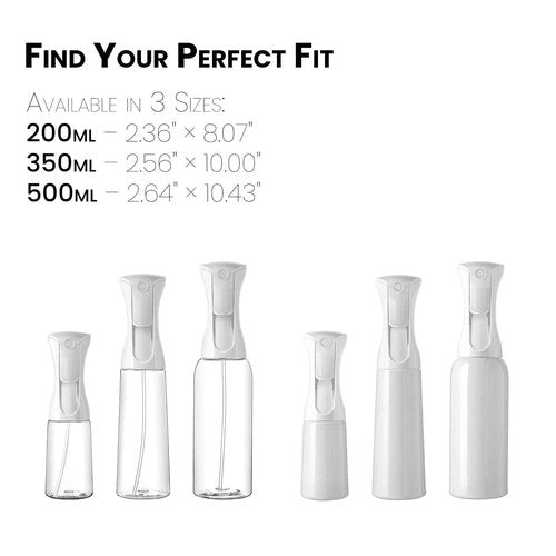 Mistifi Continuous Ultra Fine Mist Spray Bottle – Refillable Water Mister for Hair, Hairstyling, Barber, Salon, Plants, Cleaning, Skincare (200ml 1Pc, Transparent bottle)