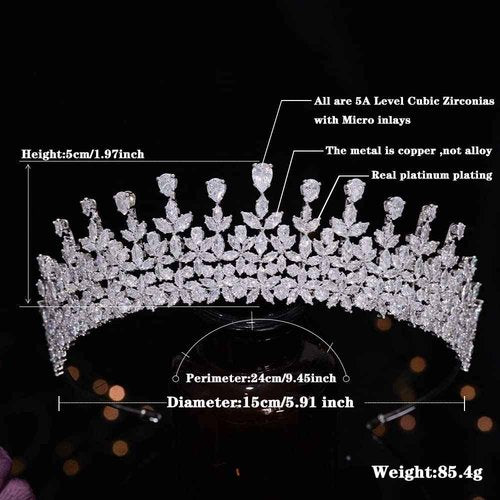 Jorsnovs Fashion CZ Bride Hair Accessories for Wedding Cubic Zirconia Tiaras Quinceanera Crowns Coronas Bridal Headband
