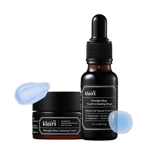 [DearKlairs] Midnight Blue Drop + Calming Cream Set, Light Texture, Sensitive Skin Friendly