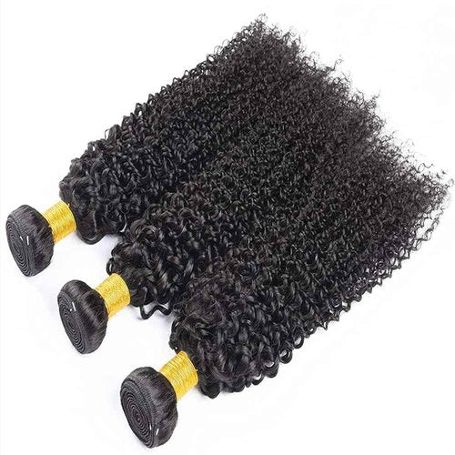 Ladiaryf Kinky Curly Human Hair Bundles Long Brazilian Virgin Curly Weave Bundles Human Hair 100% Unprocessed Double Weft Natural Black Color Can Be Dyed 100g 20 Inch