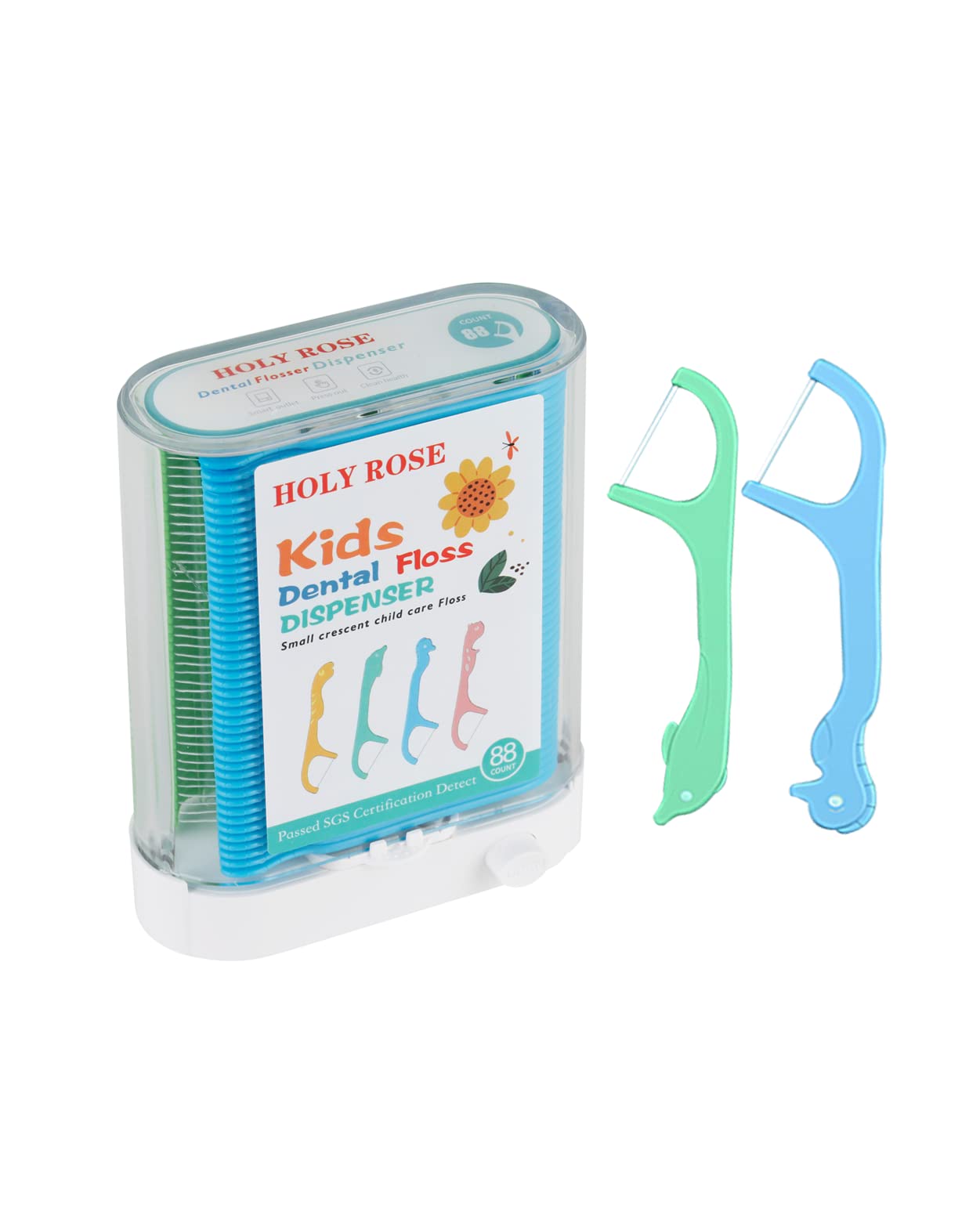 Kids Professional Dental Floss Picks Holy Rose Dental Flossers Dispenser 2Box Suitable for Teenagers,Children,Girls,Boys、Unflavored Floss Sticks,Neat,Hygienic