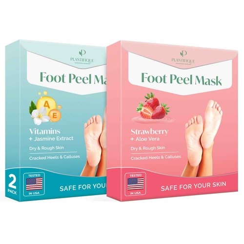 PLANTIFIQUE Foot Peeling Mask 2 Pack Jasmine and Foot Peeling Mask 2 Pack Strawberry
