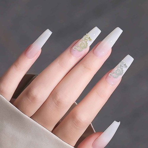 WOKOTO 20pcs Gold and Silver Chinese Dragon Nail Charms for Long Nails Dragon Jewelrys 3D Nail Jewelry for Acrylic Nails Art 3D Dragon Charms Silver Nail Studs Charms for Nails Designs Charms