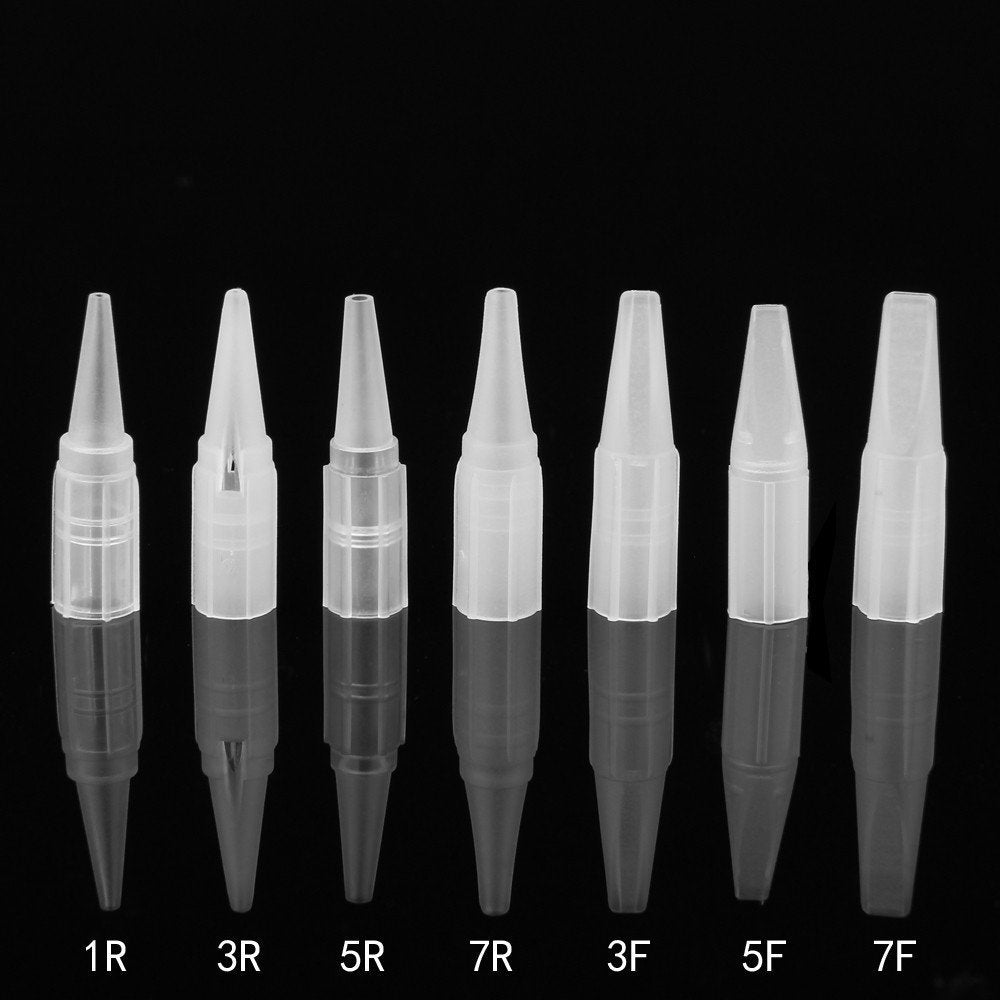 50PCS White Eyebrow Tattoo Needle Tips Permanent Makeup Tattoo Nozzle Caps Disposable (3R)