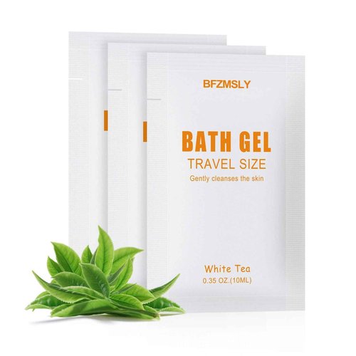 BFZMSLY 200 Pack Travel Size Body Wash Packets Bulk (0.35oz, White Tea Scent) – Mini Individual Pack TSA Approved Toiletries for Guest Body Wash for Hotels, Airbnb, Travel & Hospitality