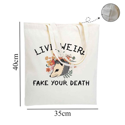 WZJHCL Possum Lover Gift Opossum Makeup Pouch Possum Mama Cosmetic Kit Flower Opossum Travel Storage Organizer Bag (Live Weird Tote Bag)