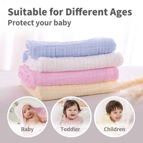 L'Ange Baby Washcloths and Burp Cloths Set - 3 Pack of 9 Layer 100% Cotton Muslin for Sensitive Skin - Super Absorbent - Medical Grade Packaging for Infants Newborns and Toddlers- 9x9 - Green