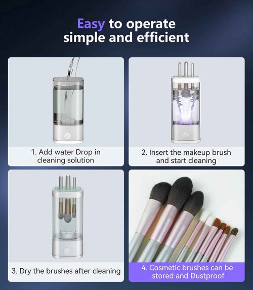 3.0 Upgrade Make Up Brush Cleaner Cosmetic【Industry NO.1-12x Cleaning Power】【SGS Certified - 0 Dust】 MakeupBrushes Cleaner Suitable for all Brush，Circuit Upgrade Make Up Brush Cleaner XDWHITE