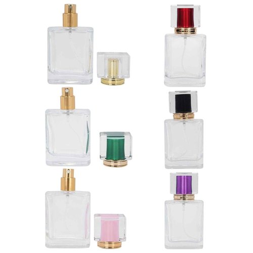 Brrnoo 50ml Empty Perfume Bottle, 6 Pieces Small Empty Vials and Sprayers for Travel, Refillable Glass Perfume Bottle Empty Spray Bottle Perfume Atomizer Dispenser