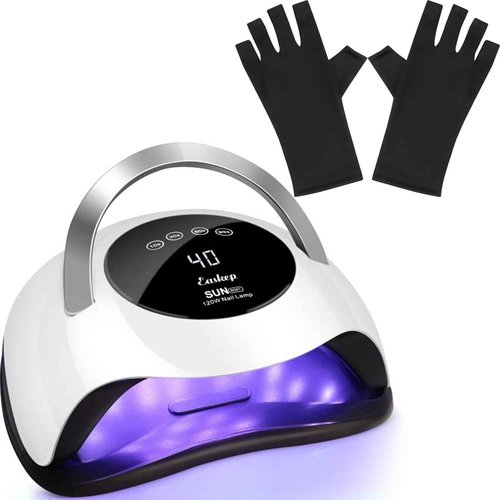 Easkep 120W UV Light for Nails - UV Nail Lamp with Gloves Kit Nail Dryer Lamp for Gel Nails Professional for Home and Salon
