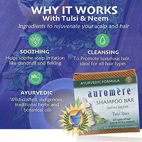 Auromere Ayurvedic Shampoo Bar - Eco Friendly, Handmade, Vegan, Cruelty Free, Natural, Non GMO, All in One Bar for Soap and Shampoo (4.23 oz), 6 pack