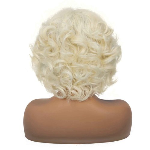 Amnenl Short Blonde 1920s Lace Front Wig Curly Bob Synthetic Hair Natural Hairline Platinum Blonde 40s 50s Wigs for Women