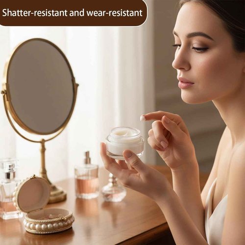 1Pcs Round Frosted Glass Cream Jar Glass Bottle with Inner Liners and Environmental Bamboo Lids Empty Makeup Container Dispenser Pots for Cream Lotion DIY Beauty Items Travel Size 100g/100ml