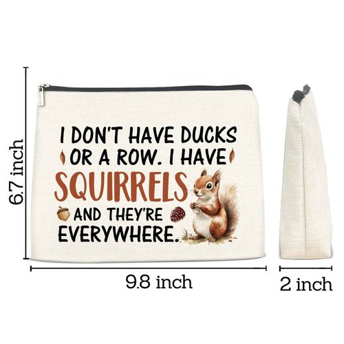 Funny Office Gifts Makeup Bag for Women, Humorous Quote Coworker Gifts Birthday Christmas Gift Ideas for Friends Work Besties Vibrant Squirrels Print Cosmetic Bag Travel Toiletry Pouch for Purse