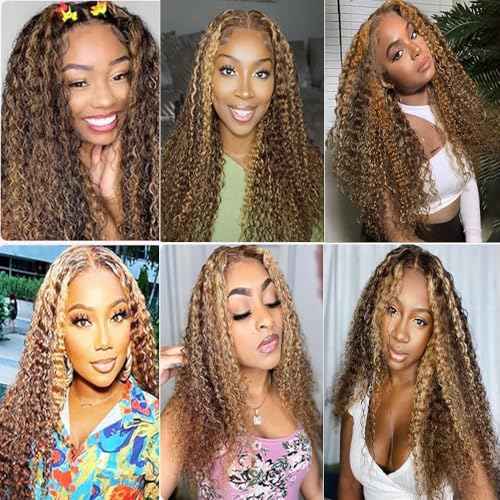 Human Hair Bundles Jerry Curly P4/30 Color Human Hair Unprocessed Brazilian Virgin 3 Bundles Quick Weave Human Hair Extensions (P4/30 Jerry Curly,20 22 24)