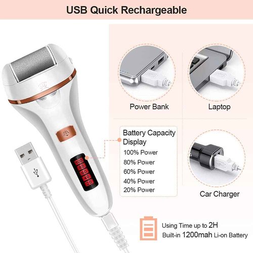 DanByte 2 Pack Electric Foot Files Callus Remover Kit with 20in1 Pedicure Kit, 6Pack Roller Heads, 2Speed, Battery Display for Removing Cracked Heels & Hard Skin
