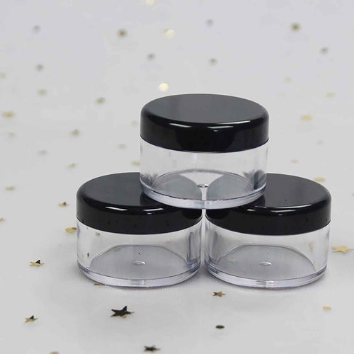 12 Pcs Refillable Black Plastic Round Cosmetic Containers, BPA Free, 15ml/0.5oz, With Lids