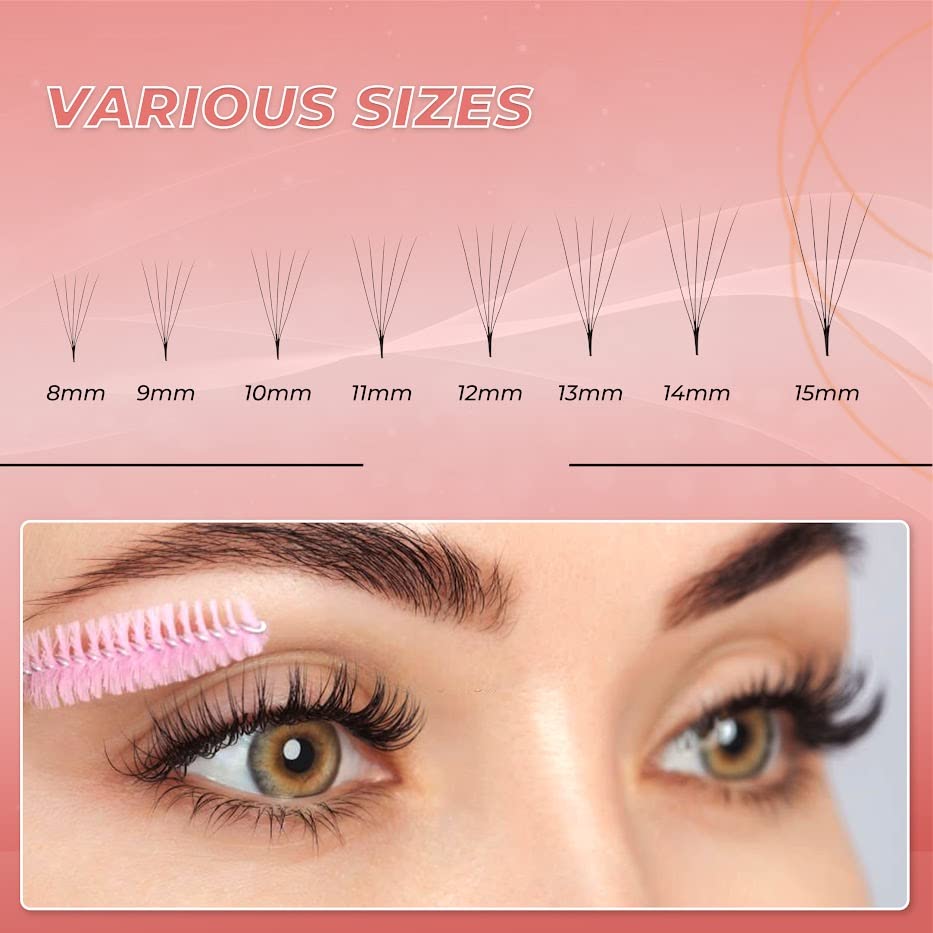 JINKGOLASH 500 Eyelash Extension Promade 4D to 16D Not Premade, Ultra Lash Fans 0.03/0.05/0.07mm Thickness, C D Curl Lashes, 8 - 16mm Length for Easy Volume Individual Eyelash Extensions Clusters DIY(10D-0.05-C (16mm))