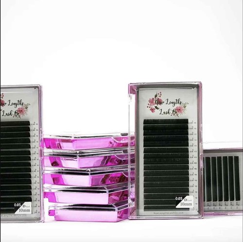 New Lengths Lash Co. Single Lengths Tays - D Curl, Ultra Black, 16 Rows, Professional Use, Classic and Volume Eyelash Extensions (15mm / 0.03mm)