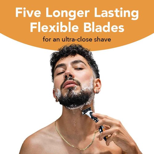 BIC Flex 5 Refillable Men's 5 Blade Razors Refills, Durable Blades, Precision Edging, 12 Refill Cartridges