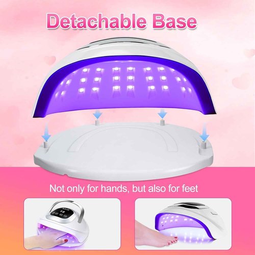 LKE UV Nail Lamp, 72W UV LED Nail Lamp Nail Dryer Light for Nails with 3 Timer Setting & LCD Touch Display Screen for Home and Salon Use (Light Pink)