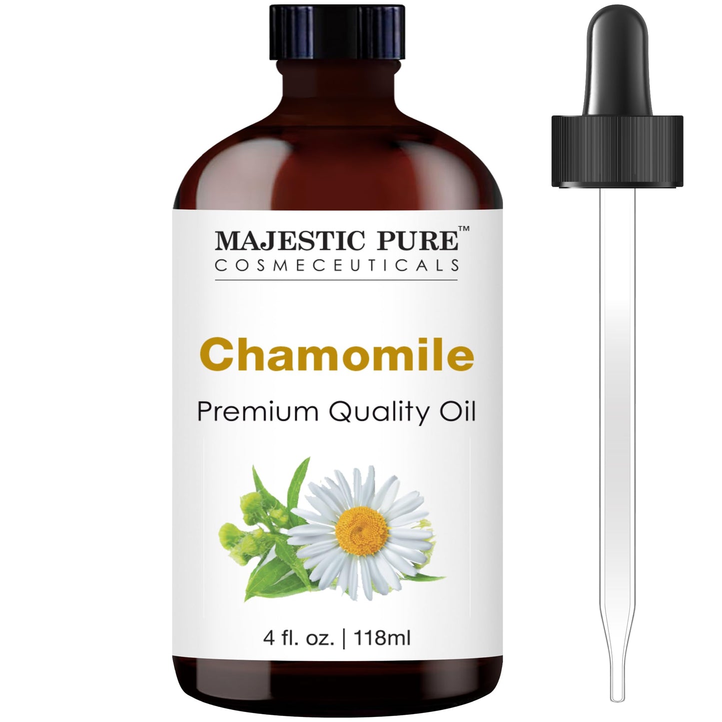 MAJESTIC PURE Chamomile Essential Oil | 100% Pure and Natural | Premium Grade Essential Oils for Hair Care, Home Diffusers, Skin, Aromatherapy, Massage and Humidifiers | 4 Fl Oz