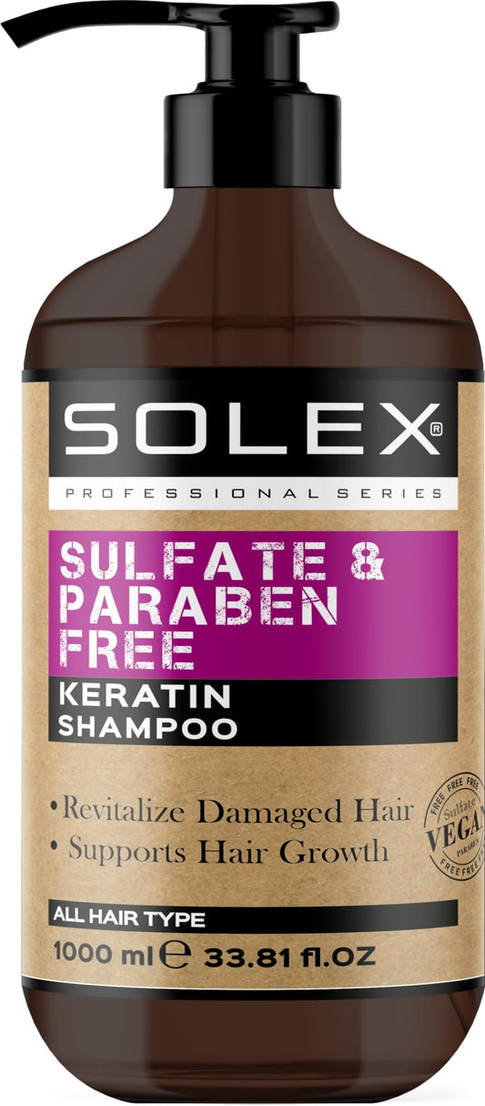 SOLEX Keratin Shampoo for Hair Growth- Sulfate & Paraben Free - Volumizing Shampoo for Hair Loss - Treatment for Men & Women Hair Thickening Volumizing Products, (1 pack x 33.8 Fl Oz. / 1000 mL)