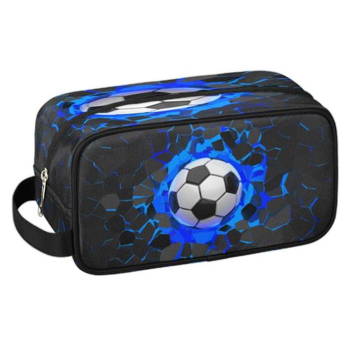 SinSenMa 3D Soccer Hanging Toiletry Bag for Boy Men,Travel Cosmetic Bag,Waterproof Makeup Bag,Approved Hygiene Bag Shave Dopp Kit Organizer for Toiletries Shower Bathroom Carry-on Accessories Gifts