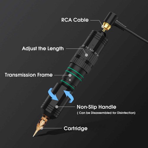 Wireless Tattoo Machine Kit Tattoo Gun Kit Rotary Pen Kit with 1400mAh Battery 7 Adjustable Strokes 14 Tattoo Inks 20pcs Mixed Size Tattoo Needles Cartridge for Professional Beginners RNE40KIT-1