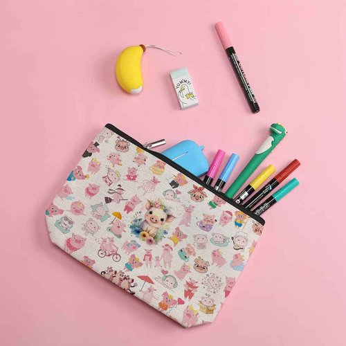 ZHAMEN Pig Gifts Pig Makeup Bag Pig Lover Gifts for Women Female Her Teen Girl Daughter Sister Animal Lovers Girlfriend BFF Best Friend Farm Animals Cosmetic Bag Mothers Nurse Day Graduation Birthday